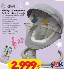 KİWİ KBABY-71 OTOMATİK SALLANIR ANA KUCAĞI fiyat ve kampanya bilgisi